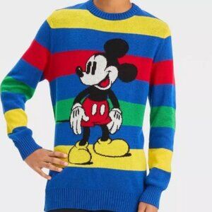 Disney 100 Mickey Mouse Retro Re-Imagined Striped Pullover Sweater